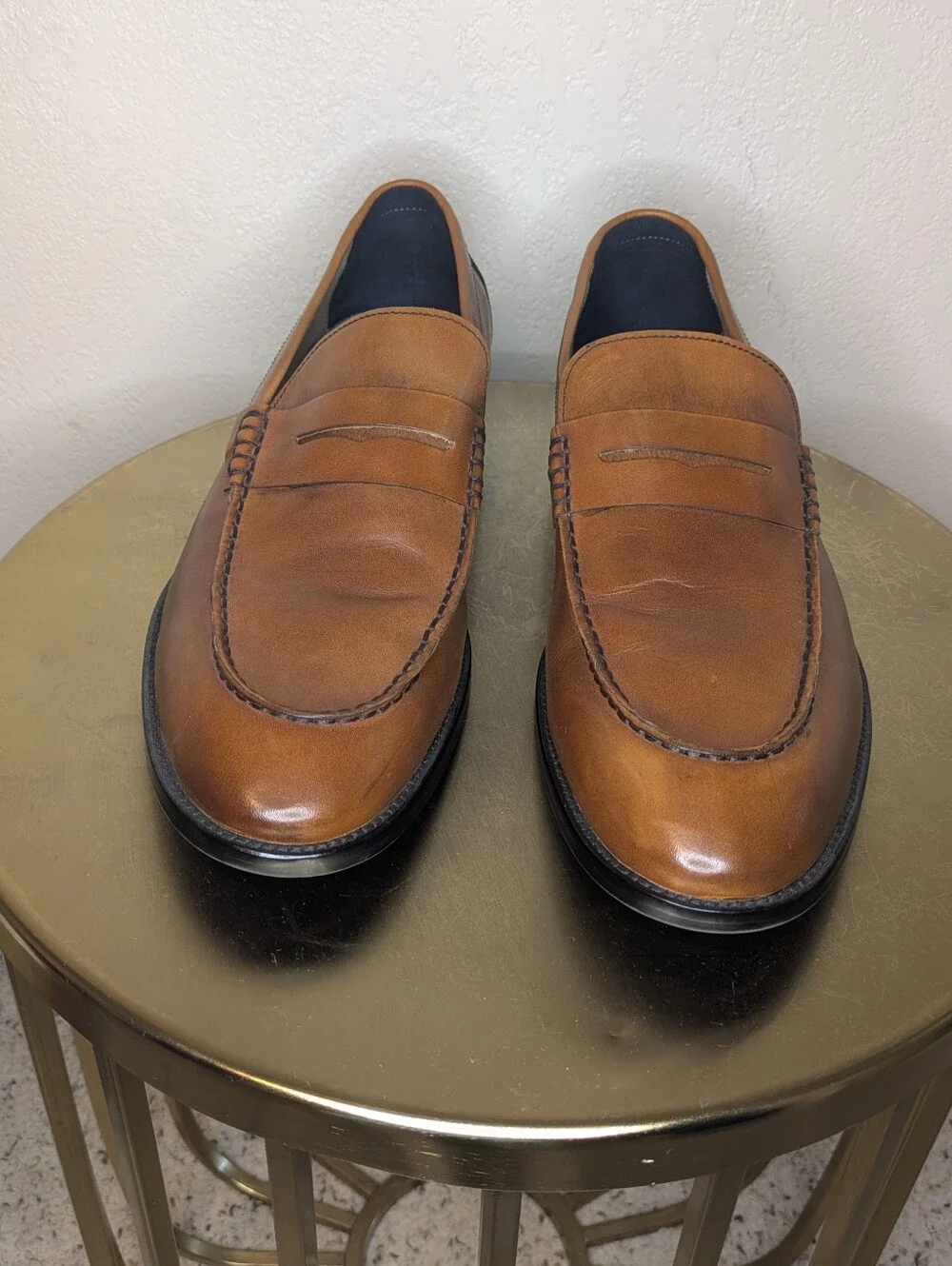 Banana Republic Dellbrook Italian Leather Penny Loafers Cognac Men's 13